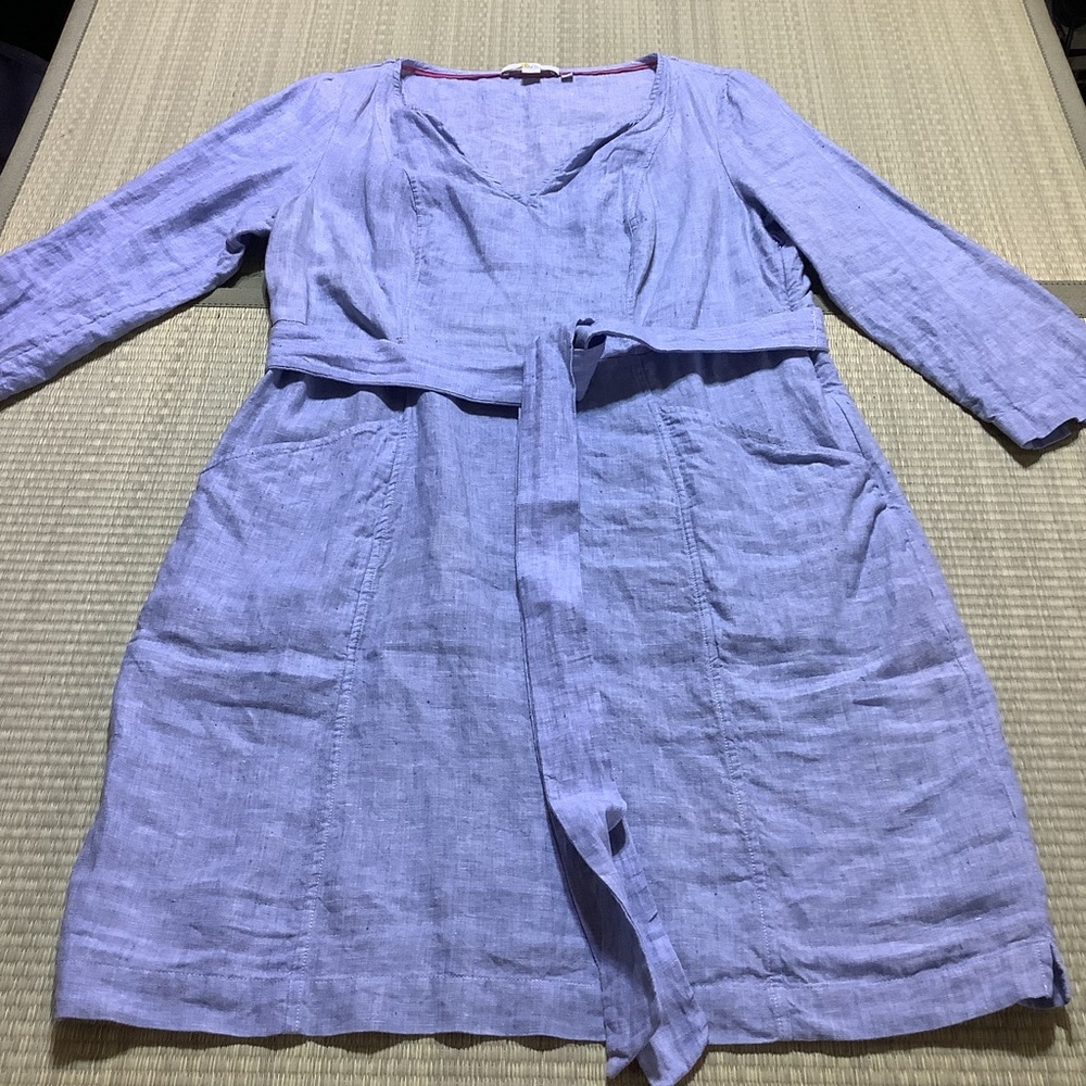 Boden Kelsey Linen Dress Blue W0489 Women’s Size 12R